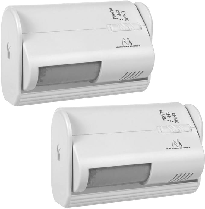 Maclean draadloze toegangssignalering, PIR sensor, bereik 8m, gevoed door een 9V DC batterij, volume meer dan 70dB, MCE311 W, 2 stuks