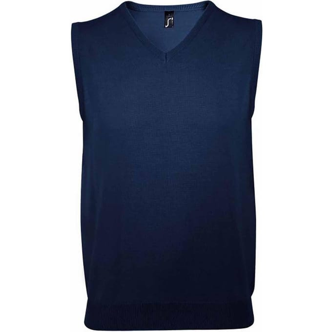 SOLS Unisex Heren Mouwloze V Hals Trui Vest (Marine)