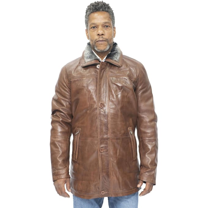 Heren lederen trenchcoat-Aleppo