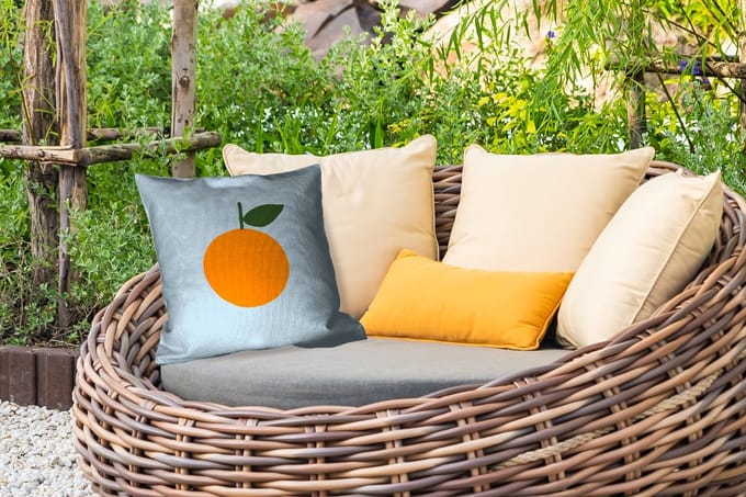 Tuinkussen - Fruit - Sinaasappel - Oranje - 40x40 cm - Weerbestendig