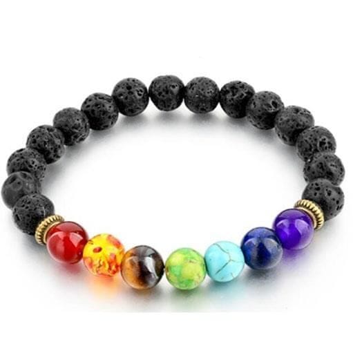 Bracelet - Mixte - Agate et Pierre de lave - 19 cm - 8 mm - Écologique et durable black