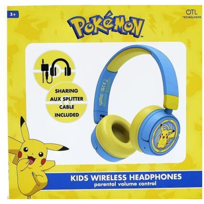 Pokémon - Pikachu - draadloze kinderkoptelefoon - volumebegrenzing - lange batterijduur - microfoon - opvouwbaar - bluetooth
