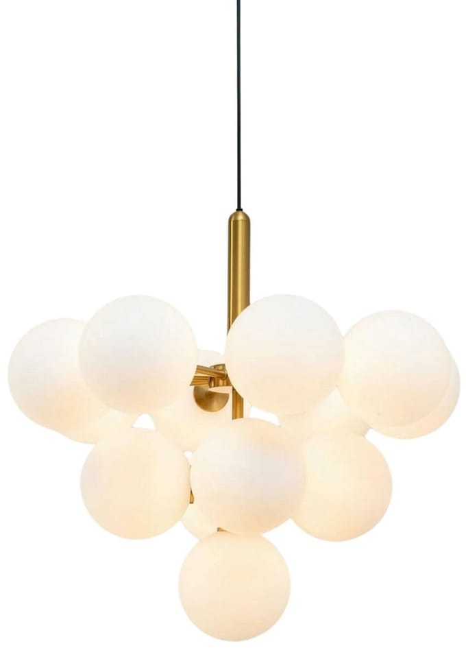 Kosilum - Coretta - Hanglamp - Messing en wit - Metaal en glas