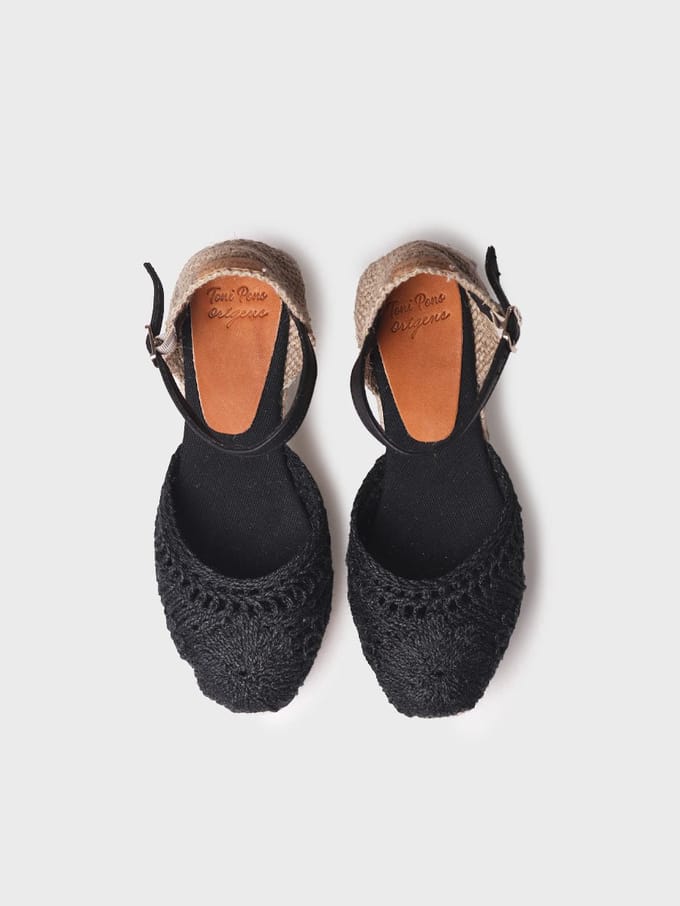 Espadrilles met sleehak voor dames van gehaakte stof | LOVINA