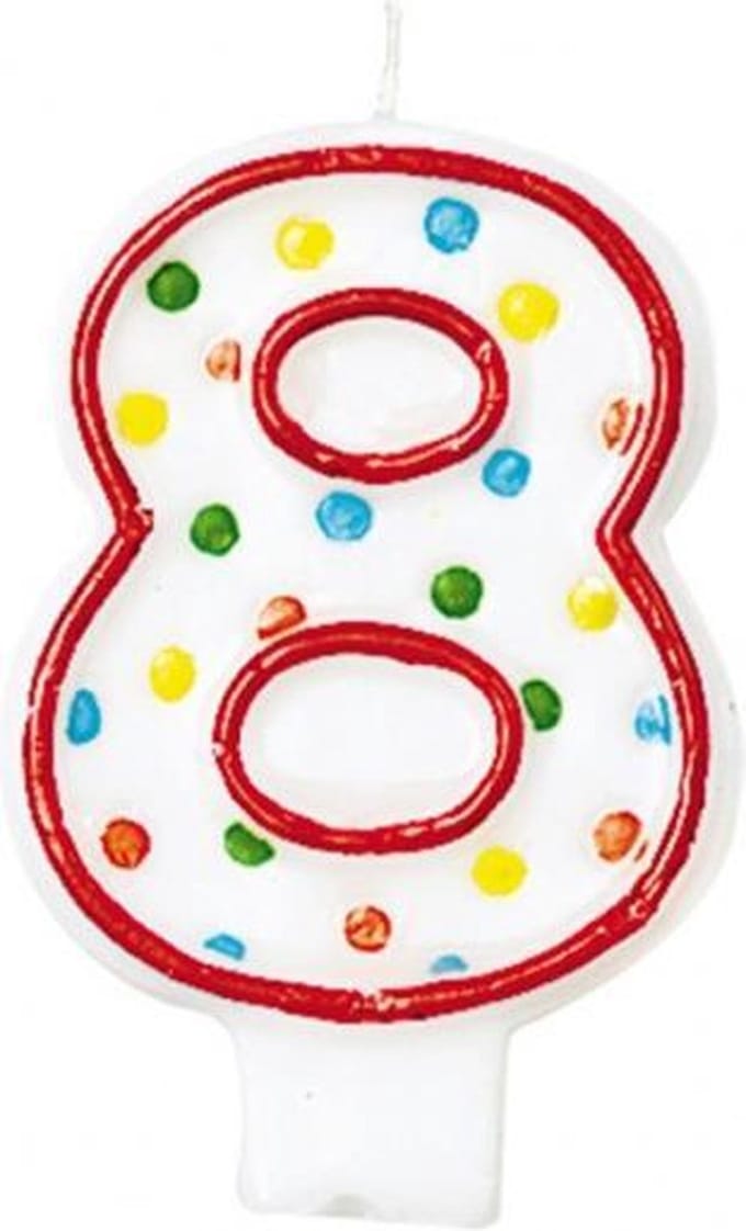 Amscan Verjaardagskaars 8 - Polka Dots 7,6 Cm Rood/wit