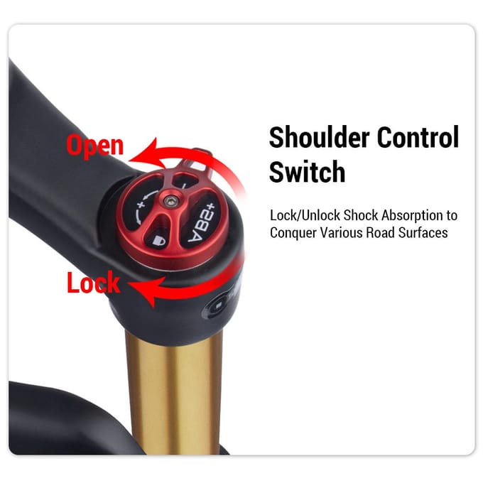Fietsvorken High-Performance Fiets Vering Vorken - Aluminiumlegering Snelspanner/Steekas 20In Shoulder Control Quick Release black