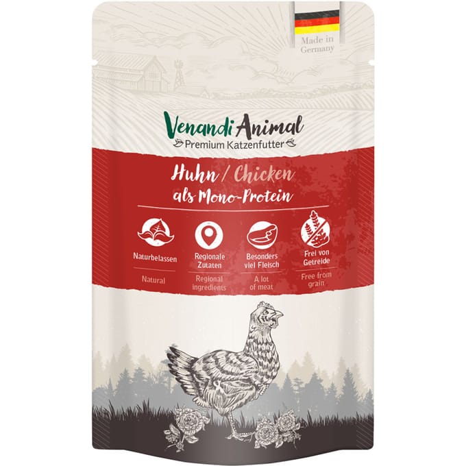 12x125g Venandi Animal Monoprotein Kip kattenvoer nat