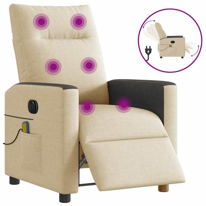 vidaXL - Massagestoel - elektrisch - verstelbaar - stof - crèmekleurig