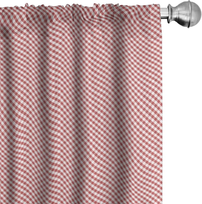 ABAKUHAUS – Geruit Voorhangpaneel – 2x 75×175 cm – Microvezel – Donker koraal