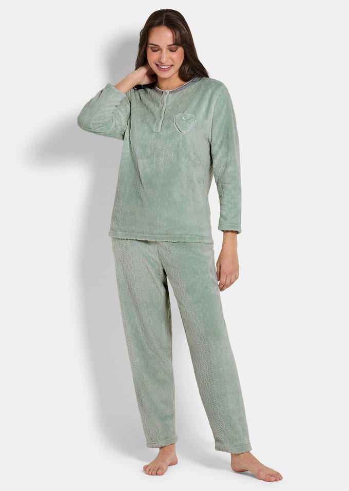 Huisensemble van fleece met structuur - mintgroen - Gr. 38 van Goldner Fashion