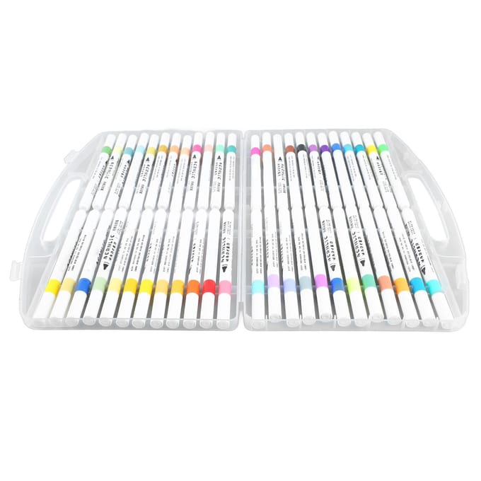 48 Kleuren Acrylverf Markerpennen Sneldrogende Waterdichte Verfmarkers voor Hout Canvas Steen white
