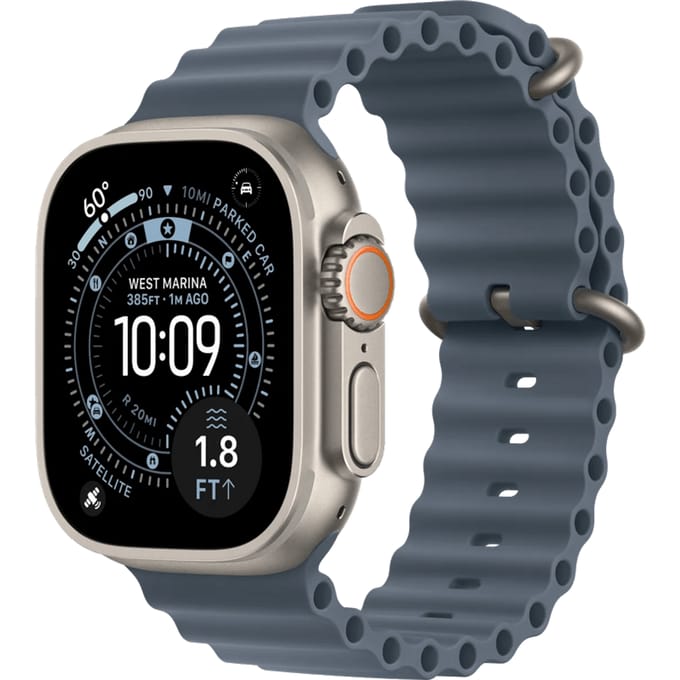 Apple Watch Ultra 3 Cellular 49mm Natural Titanium Case with Anchor Blue Ocean Band