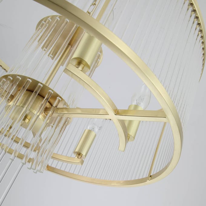 Searchlight Hanglamp Lara, Ø 55 cm, goudkleurig/helder, glas/metaal