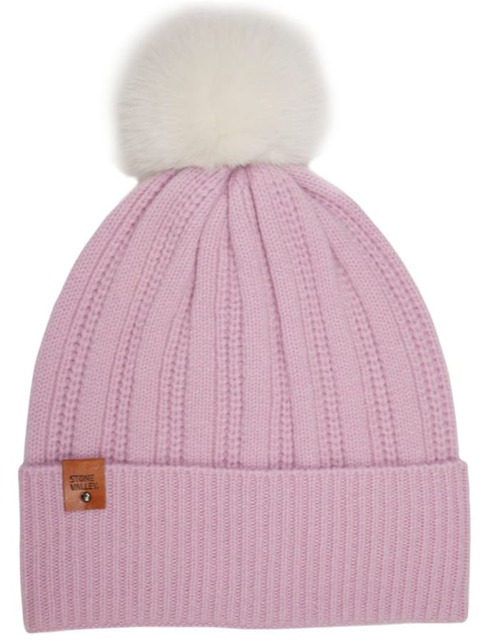 Stone Valley Merino wollen Muts in Roze met Pompon