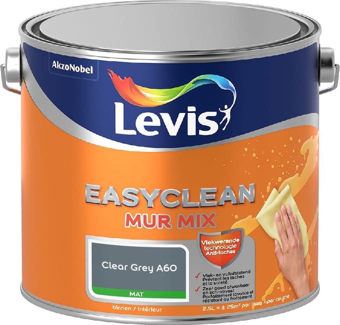Levis - Easyclean Mur Mat Mix - Clear Grey A60 - Mengverf - 2,5 L
