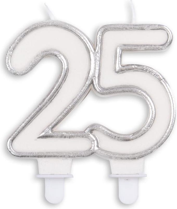 Wefiesta Cijferkaars 25 Glitter 7 X 7,5 Cm Wax Zilver