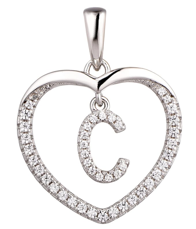 N3 Collecties 925 Hartje zilver Ketting met Hanger -Letter C