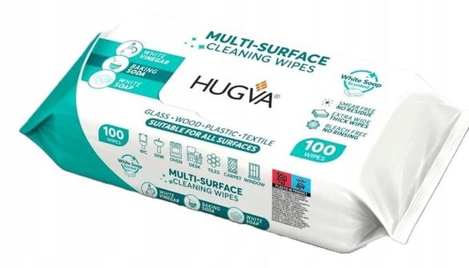 Hugva - Lingettes Nettoyantes Humides Multi-Surfaces 100 pièces.