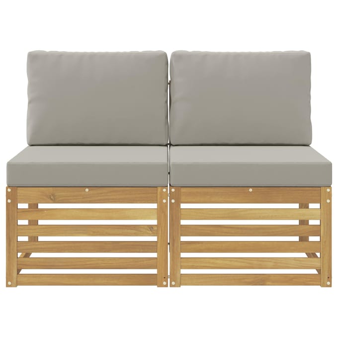 vidaXL - 2 - Stuk - Buiten - Midden - Sofa - Massief - Acacia - Hout - Wit