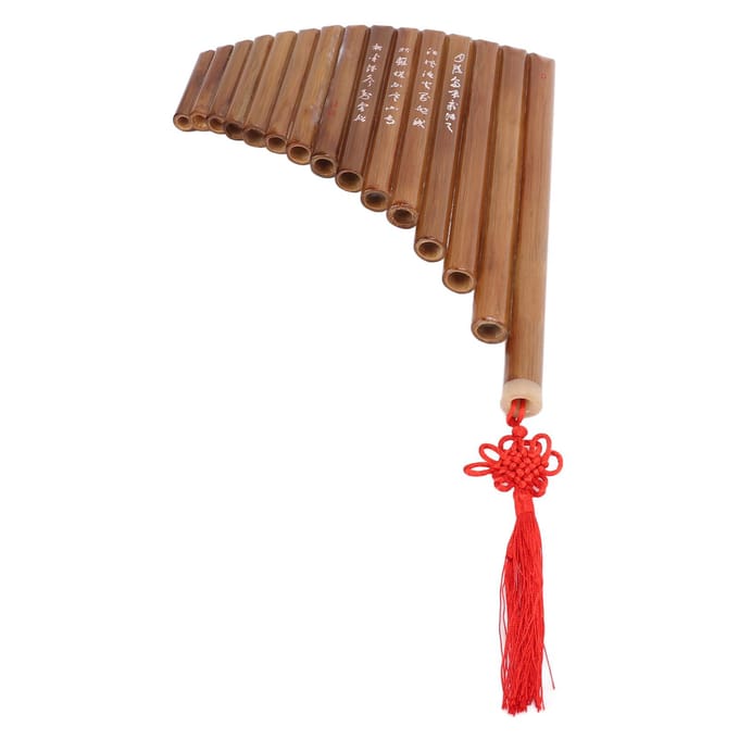 Panfluit van natuurlijk bamboe, 15 pijpen, G-toon panfluit, Chinees traditioneel muziekinstrument brown
