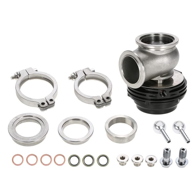 38mm Zwarte Externe Uitlaat Wastegate Voor MVS V-BAND Klem Flenzen (14PSI) zwart