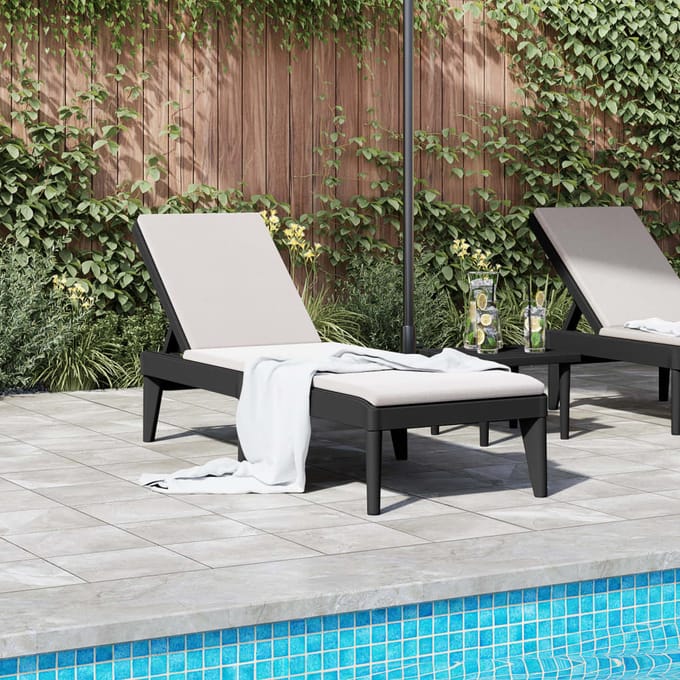 vidaXL - Ligbed - 186x60x29 - cm - polypropeen - antracietkleurig