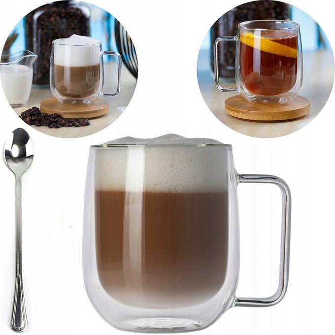 Thermosglazen 300ml met Lepel - Dubbelwandig Borosilicaatglas