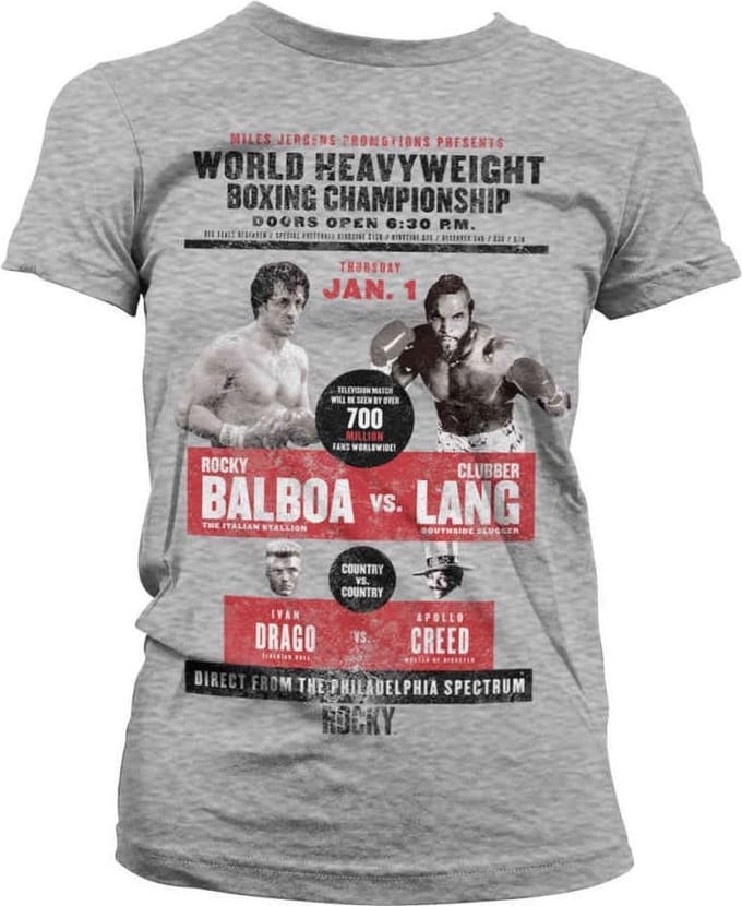 Rocky Dames Tshirt -S- World Heavyweight Post Grijs