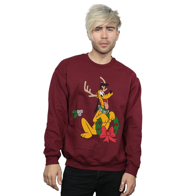 Disney Heren Pluto Kerstmis Rendier Sweatshirt (Bourgondië)