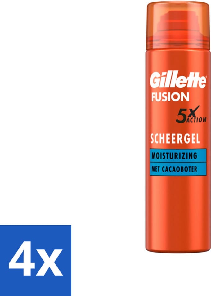 Gillette Moisturizing Scheergel Fusion 5 ProGlide 200 ml - Voordeelverpakking - 4 stuks