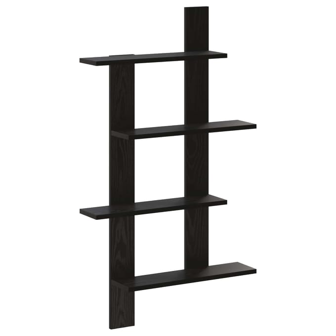 vidaXL - Wandplank - Zwart - eiken - 61 - x - 13,5 - x - 105 - cm - Bewerkt - hout