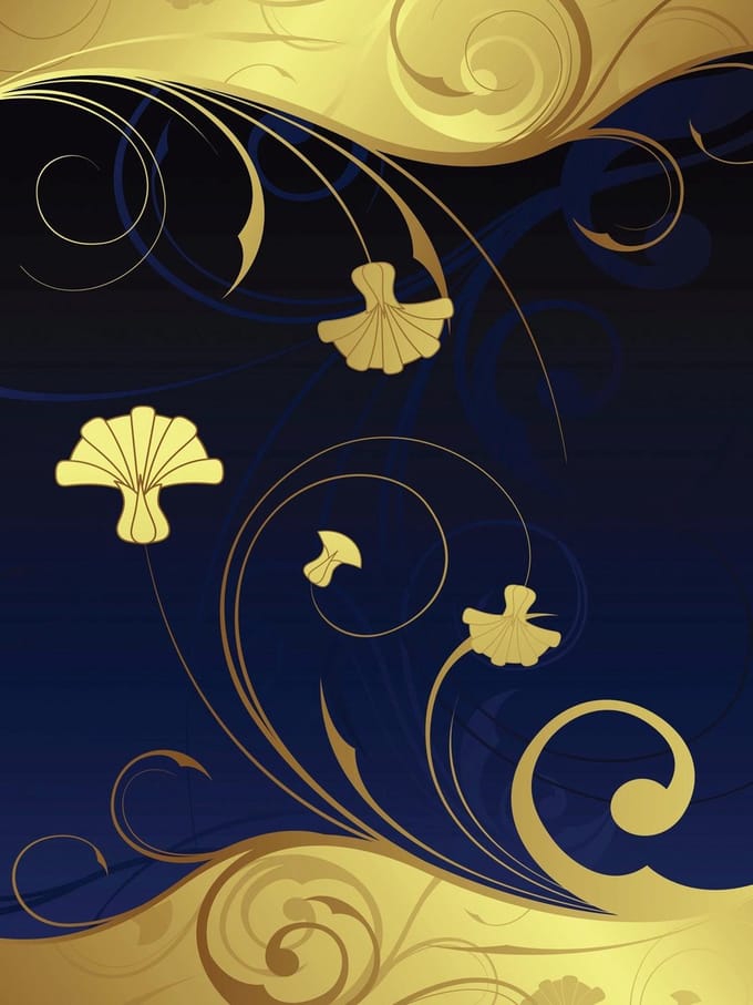 Golden Flowers Decorative Photo Wallcovering