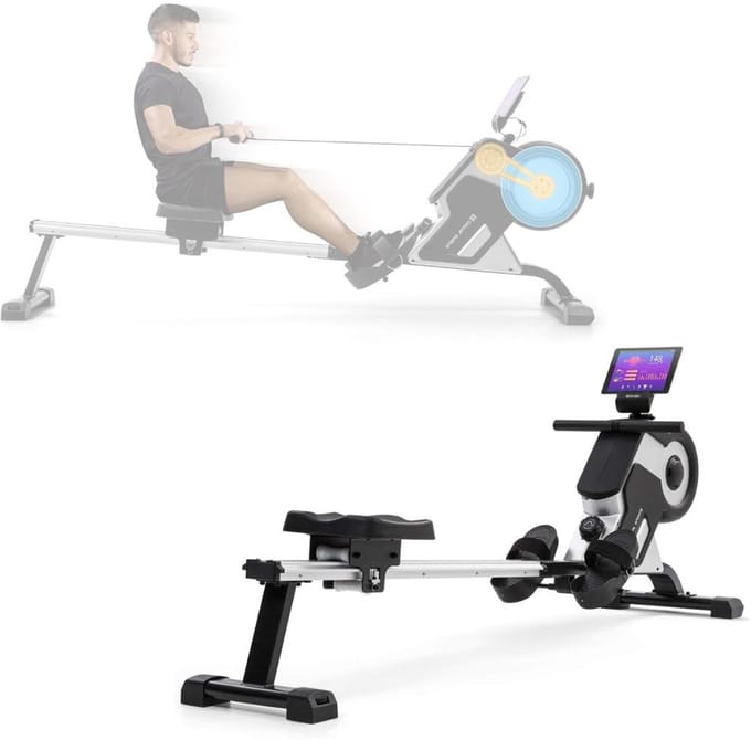 Roeitrainer Inklapbaar - Hometrainer - Roeimachine Fitness - Wit / Zwart