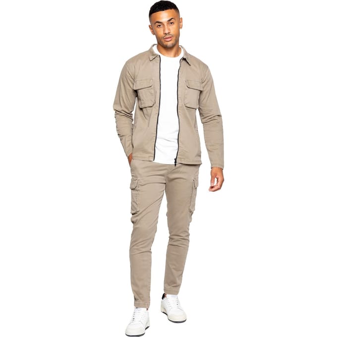 Enzo | Heren Cargo Tracksuit Set - Beige
