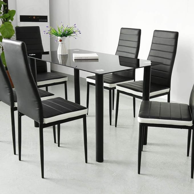 Luxe Moderne Faux Leather Eetkamerstoelen Set van 2 – Zwart & Wit