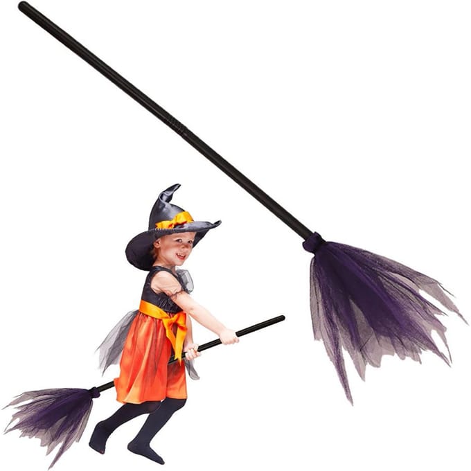 Halloween Heksenbezem Plastic Bezem Requisieten voor Kostuumfeest Halloween Decoratie black