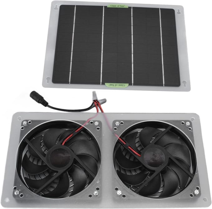 Zonnepaneel Ventilator - Zonne-uitlaatventilator - Temperatuur Regulatie - Waterdichte Coating - 25 x 19 cm Paneel