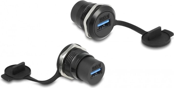 USB naar USB inbouw adapter met beschermkap - USB3.0 / zwart