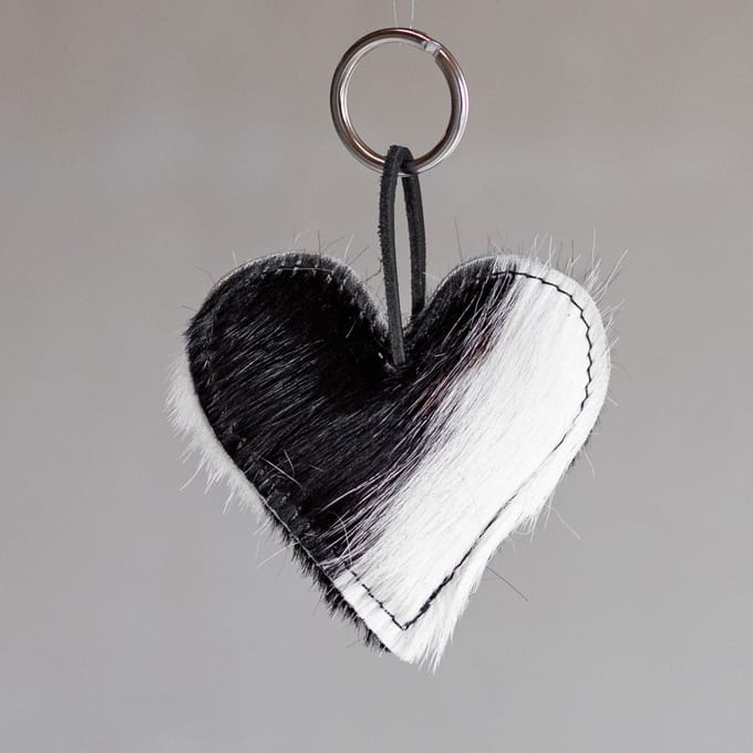 Sleutelhanger hart gevuld - Zwart/wit
