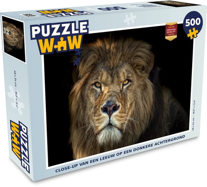 Puzzel Zwart - Leeuw - Wilde dieren - Legpuzzel - Puzzel 500 stukjes