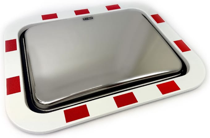 Verkeersspiegel RVS met reflectoren - Rechthoek 60x80 cm