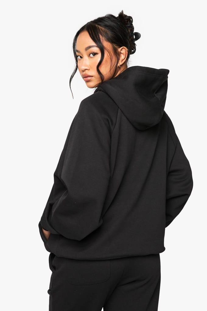 boohoo Dames Raglan-naad oversized hoodie | Zwart | Maat: Large