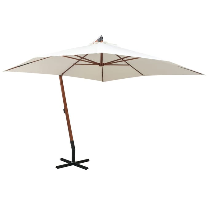 vidaXL - Zweefparasol - met - houten - paal - 300x300 - cm - wit