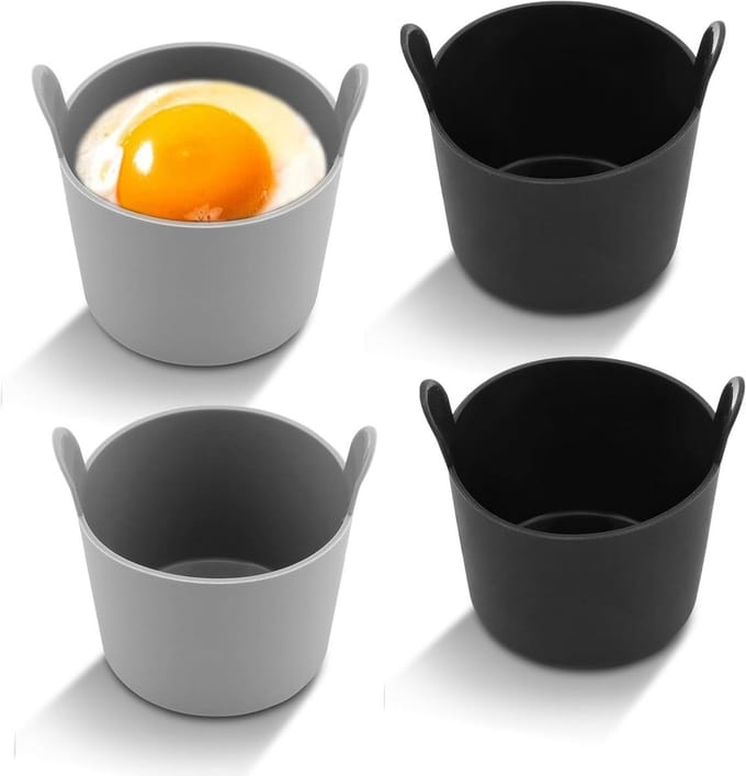 4 Stuks Siliconen Ramekins voor Airfryer - Herbruikbare Eiervormen met Dubbele Handgreep