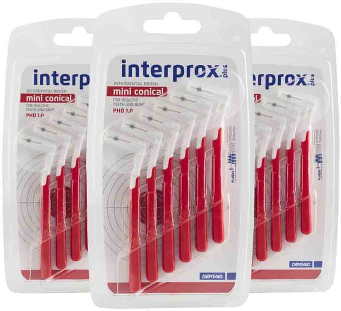 Interprox Plus Mini Conical - 2 tot 4 mm - Rood 3 x 6 stuks - Voordeelpakket