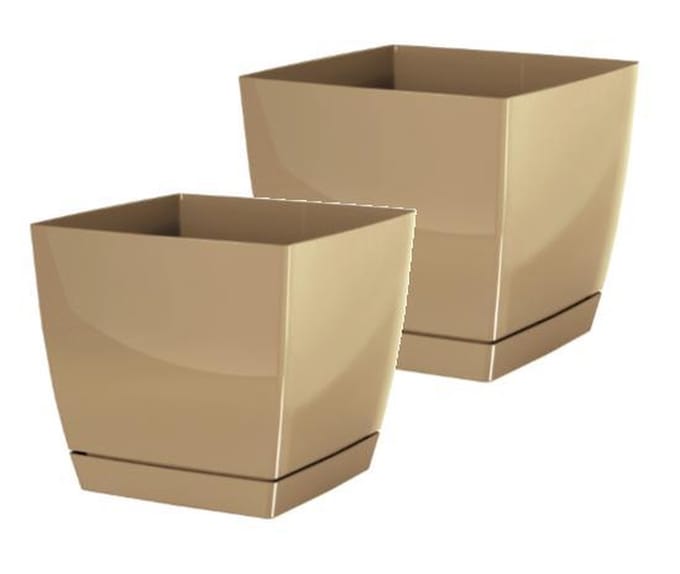 Bloempot Vierkant Dukp 14x14x12,4cm MOKKA Prosperplast / 2 STUKS ! /