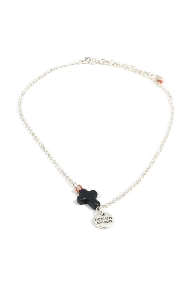 Heaven Eleven dames Ketting zilver plating met zwart kruisje