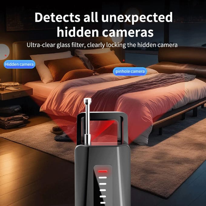 Draagbare Draadloze Camera Detector RF Detector GPS Tracker 6-Niveau Gevoeligheidsaanpassing Ingebouwd zwart