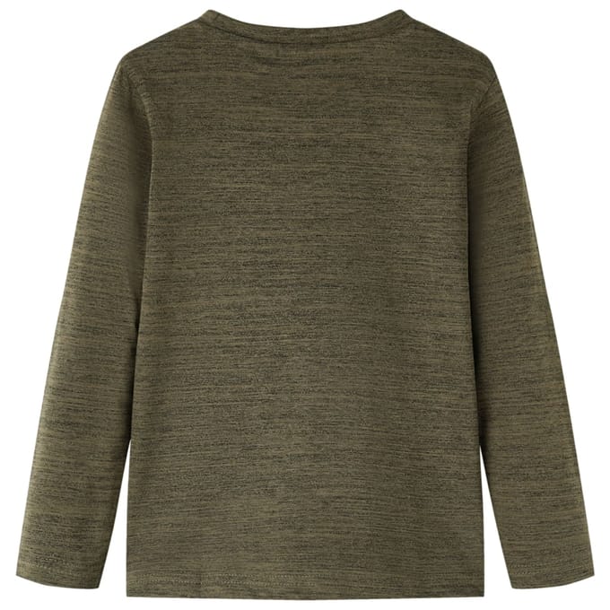 vidaXL - Kindershirt - met - lange - mouwen - 92 - gemêleerd - kakikleurig
