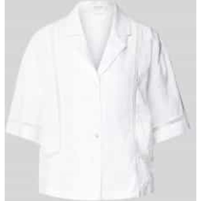 Blouse met extra brede schouders en kentkraag